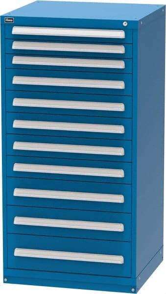 Vidmar - 11 Drawer, Modular Storage Cabinet - Steel, 30" Wide x 27-3/4" Deep x 59" High, Blue - Industrial Tool & Supply