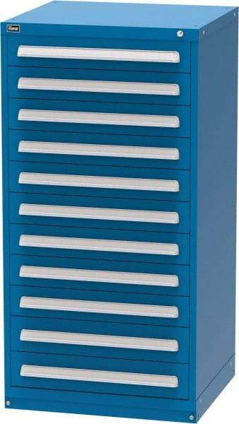 Vidmar - 11 Drawer, Modular Storage Cabinet - Steel, 30" Wide x 27-3/4" Deep x 59" High, Blue - Industrial Tool & Supply