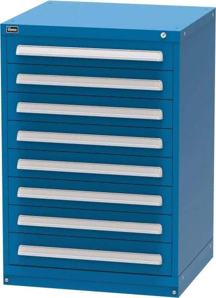 Vidmar - 8 Drawer, Modular Storage Cabinet - Steel, 30" Wide x 27-3/4" Deep x 44" High, Blue - Industrial Tool & Supply