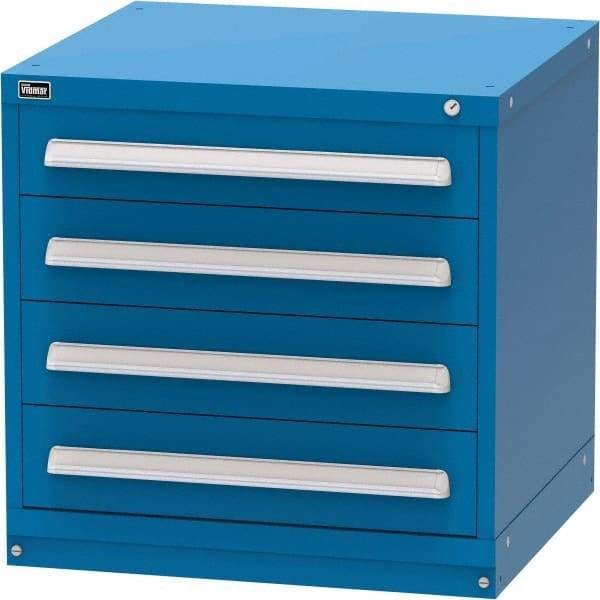 Vidmar - 4 Drawer, Modular Storage Cabinet - Steel, 30" Wide x 27-3/4" Deep x 30" High, Blue - Industrial Tool & Supply