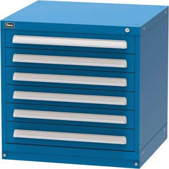 Vidmar - 6 Drawer, Modular Storage Cabinet - Steel, 30" Wide x 27-3/4" Deep x 30" High, Blue - Industrial Tool & Supply