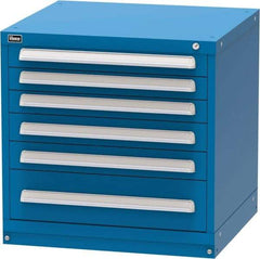 Vidmar - 6 Drawer, Modular Storage Cabinet - Steel, 30" Wide x 27-3/4" Deep x 30" High, Blue - Industrial Tool & Supply