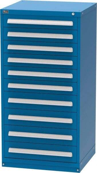 Vidmar - 10 Drawer, Modular Storage Cabinet - Steel, 30" Wide x 27-3/4" Deep x 59" High, Blue - Industrial Tool & Supply