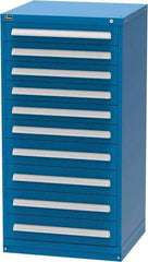 Vidmar - 10 Drawer, Modular Storage Cabinet - Steel, 30" Wide x 27-3/4" Deep x 59" High, Blue - Industrial Tool & Supply