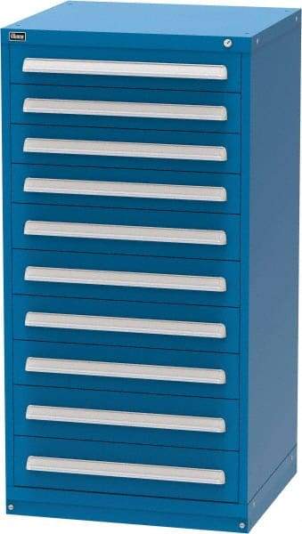 Vidmar - 10 Drawer, Modular Storage Cabinet - Steel, 30" Wide x 27-3/4" Deep x 59" High, Blue - Industrial Tool & Supply