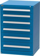 Vidmar - 6 Drawer, Modular Storage Cabinet - Steel, 30" Wide x 27-3/4" Deep x 44" High, Blue - Industrial Tool & Supply