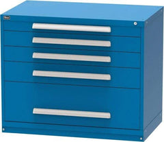 Vidmar - 5 Drawer, Modular Storage Cabinet - Steel, 30" Wide x 27-3/4" Deep x 37" High, Blue - Industrial Tool & Supply