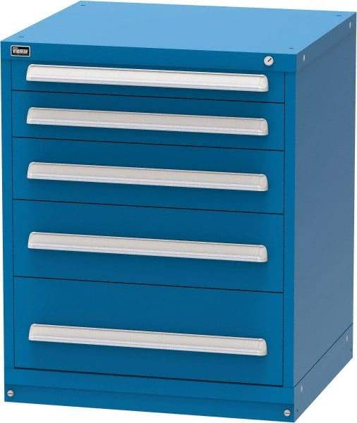 Vidmar - 5 Drawer, Modular Storage Cabinet - Steel, 30" Wide x 27-3/4" Deep x 37" High, Blue - Industrial Tool & Supply