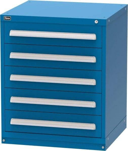 Vidmar - 5 Drawer, Modular Storage Cabinet - Steel, 30" Wide x 27-3/4" Deep x 37" High, Blue - Industrial Tool & Supply