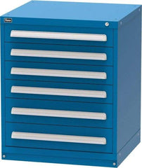 Vidmar - 6 Drawer, Modular Storage Cabinet - Steel, 30" Wide x 27-3/4" Deep x 37" High, Blue - Industrial Tool & Supply