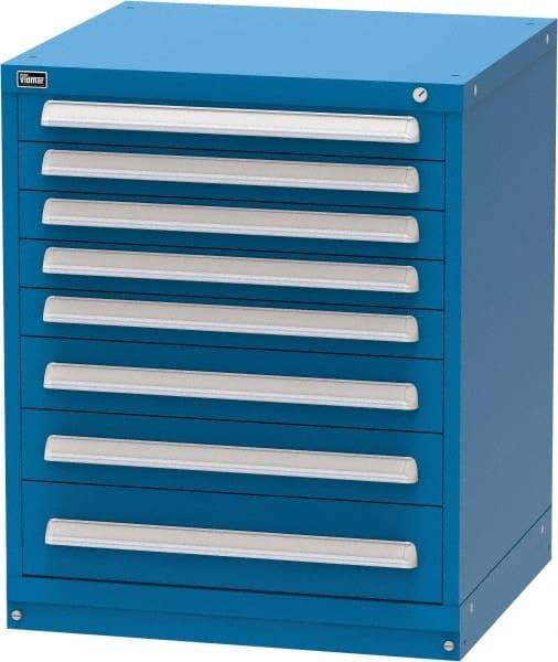 Vidmar - 8 Drawer, Modular Storage Cabinet - Steel, 30" Wide x 27-3/4" Deep x 37" High, Blue - Industrial Tool & Supply