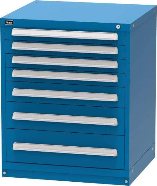 Vidmar - 7 Drawer, Modular Storage Cabinet - Steel, 30" Wide x 27-3/4" Deep x 37" High, Blue - Industrial Tool & Supply