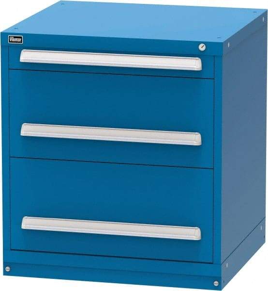 Vidmar - 3 Drawer, Modular Storage Cabinet - Steel, 30" Wide x 27-3/4" Deep x 33" High, Blue - Industrial Tool & Supply