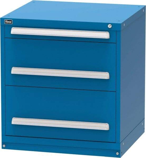 Vidmar - 3 Drawer, Modular Storage Cabinet - Steel, 30" Wide x 27-3/4" Deep x 33" High, Blue - Industrial Tool & Supply