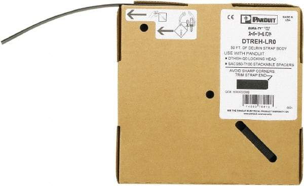 Panduit - 50' Long Black Acetal Standard Cable Tie - 250 Lb Tensile Strength, 1.5mm Thick, 4800mm Max Bundle Diam - Industrial Tool & Supply