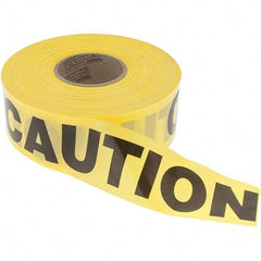 Value Collection - 1,000' Long x 3" Wide Roll, Polyethylene, Black & Yellow Barricade Tape - Message: CAUTION - Industrial Tool & Supply