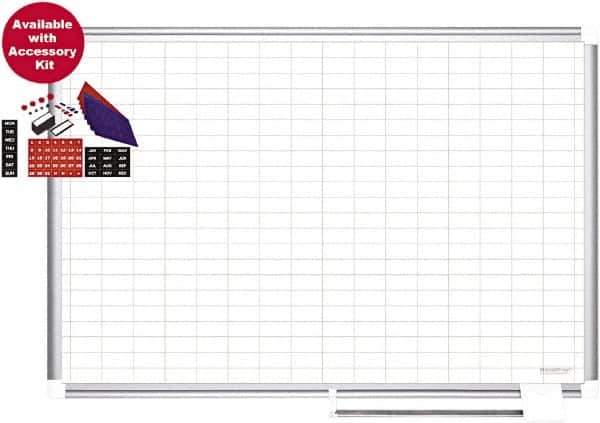 MasterVision - 36" High x 48" Wide Magnetic Dry Erase Calendar - Steel - Industrial Tool & Supply