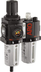 ARO/Ingersoll-Rand - 3/8" NPT Port Compact 2 Piece Filter/Regulator-Lubricator FRL Unit - Metal Bowl, 71 SCFM, 250 Max psi, 8.15" High x 4.409" Long, Manual Drain - Industrial Tool & Supply