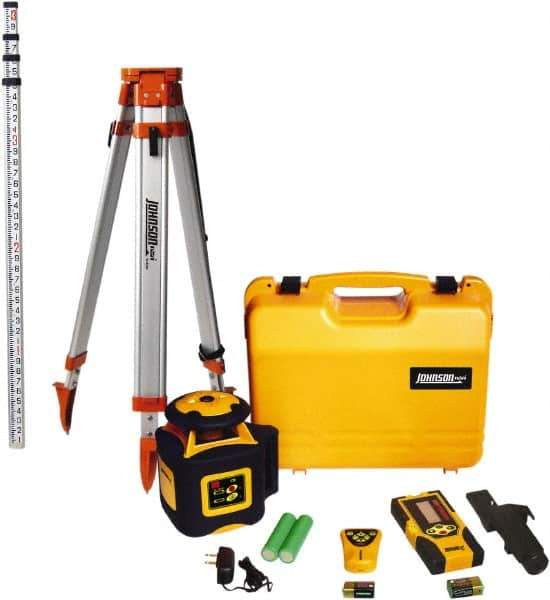 Johnson Level & Tool - 2,000' (Exterior) Measuring Range, 1/16" at 100' Accuracy, Self-Leveling Rotary Laser - 700 RPM, 1 Beam, NiMH Battery Included - Industrial Tool & Supply