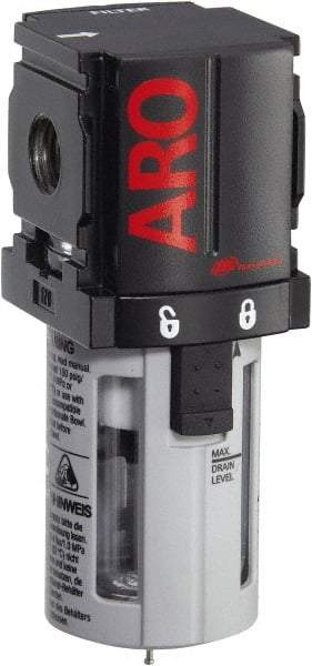 ARO/Ingersoll-Rand - 1/4" Port Coalescing Filter - Polycarbonate Bowl, Automatic Drain, 150 Max psi, 0.3 Micron Rating, 1.575" Long x 1.811" Wide x 5.016" High - Industrial Tool & Supply