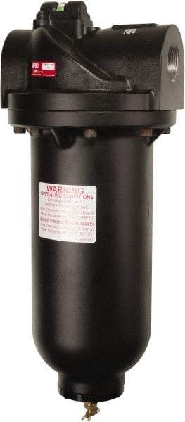 ARO/Ingersoll-Rand - 2" Port, 18.52" High x 7.76" Wide Super Duty Filter with Metal Bowl, Automatic Drain - 1,400 SCFM, 300 Max psi, 150°F Max Temp, Modular Connection, 27 oz Bowl Capacity - Industrial Tool & Supply