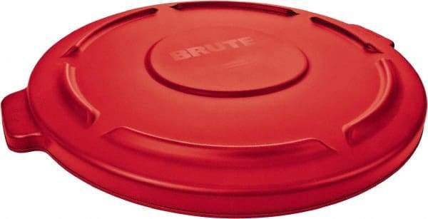 Rubbermaid - Round Lid for Use with 55 Gal Round Trash Cans - Red, Polyethylene, For Brute Trash Cans - Industrial Tool & Supply