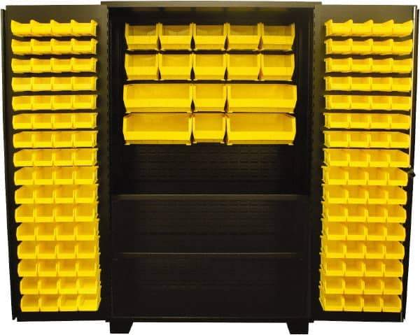 Jamco - 2 Shelf 144 Bin Storage Cabinet - Steel, 48" Wide x 24" Deep x 78" High, Black - Industrial Tool & Supply