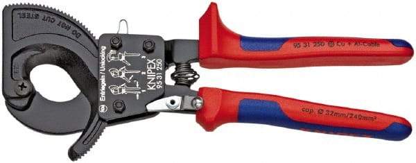 Knipex - 10" OAL, 2" Capacity, Cable Cutter Pliers - Ratchet Head, Comfort Grip Handles, with Spring - Industrial Tool & Supply