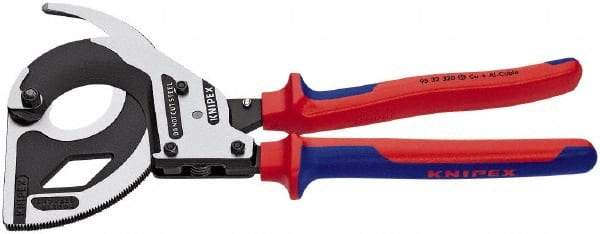 Knipex - 12-1/4" OAL, 24 AWG Capacity, Cable Cutter Pliers - Ratchet Head, Comfort Grip Handles, with Spring - Industrial Tool & Supply