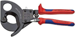 Knipex - 11" OAL, 24 AWG Capacity, Cable Cutter Pliers - Ratchet Head, Comfort Grip Handles, with Spring - Industrial Tool & Supply