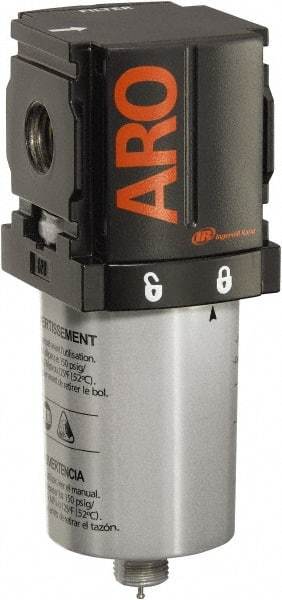 ARO/Ingersoll-Rand - 1/4" Port Coalescing Filter - Metal Bowl, Manual Drain, 250 Max psi, 0.3 Micron Rating, 1.575" Long x 1.811" Wide x 4.303" High - Industrial Tool & Supply