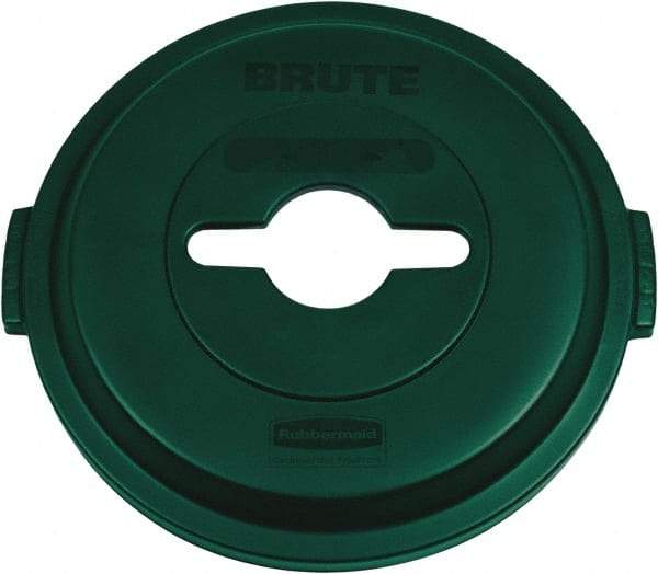 Rubbermaid - Round Lid for Use with 32 Gal Round Recycle Containers - Green, Polyethylene, For Brute Trash Cans - Industrial Tool & Supply