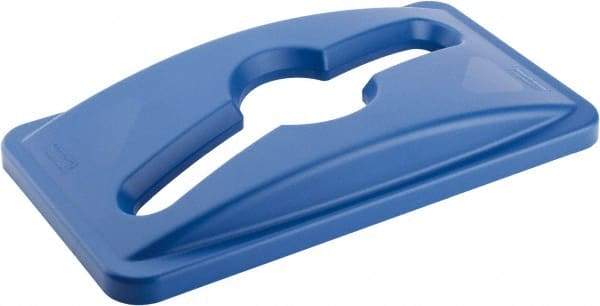 Rubbermaid - Rectangle Lid for Use with 23 Gal Rectangular Recycle Containers - Blue, Polyethylene, For Slim Jim Trash Cans - Industrial Tool & Supply