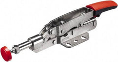 Bessey - 450 Lb Load Capacity, Flanged Base, Carbon Steel, Standard Straight Line Action Clamp - 4 Mounting Holes, 0.33" Plunger Diam, Straight Handle - Industrial Tool & Supply