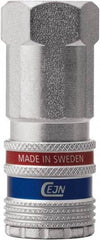 CEJN - 1/2 Female NPT Asian Pneumatic Hose Safety Coupler - Steel/Brass, 1/4" Body Diam, 1/2" Hose ID - Industrial Tool & Supply