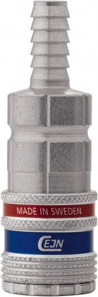 CEJN - Hose Barb Asian Pneumatic Hose Safety Coupler - Steel/Brass, 1/4" Body Diam, 3/8" Hose ID - Industrial Tool & Supply