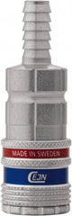 CEJN - Hose Barb European High Flow Pneumatic Hose Safety Coupler - Steel/Brass, 1/4" Body Diam, 1/2" Hose ID - Industrial Tool & Supply