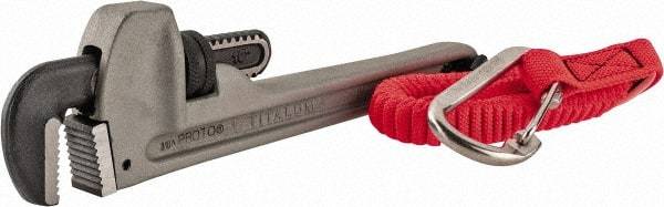 Proto - 10" Aluminum Tethered Straight Pipe Wrench - 1-1/2" Pipe Capacity - Industrial Tool & Supply