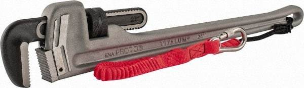Proto - 24" Aluminum Tethered Straight Pipe Wrench - 4" Pipe Capacity - Industrial Tool & Supply