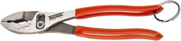 Proto - 8" OAL, 2-3/32" Jaw Length, 1-5/16" Jaw Width, Tethered, Slip Joint Pliers - 2 Positions, Slip Joint Head, Slip Joint Plier Tool - Industrial Tool & Supply