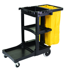 Cleaning Cart w/zipper Red yellow vinyl bag (20.8 gal capacity) Non-marking 8" wheels and 4" casters - Industrial Tool & Supply