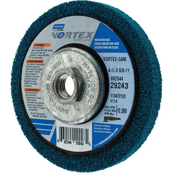 Norton - 4-1/2" Diam, 1/2" Face Width, Medium Grade, Aluminum Oxide Deburring Wheel - Industrial Tool & Supply