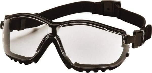PYRAMEX - Size Universal, Clear Polycarbonate Anti-Fog & Scratch Resistant Lens, Safety Goggles - Direct Vent, Black Nylon Frame - Industrial Tool & Supply