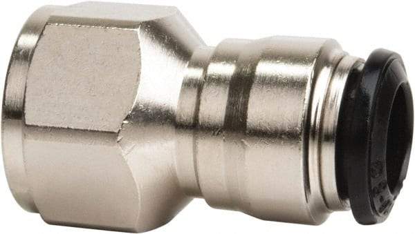 Value Collection - 8mm Outside Diam, 3/8 BSPP, Nickel Plated Brass Push-to-Connect Tube Female Connector - 250 Max psi, Tube to Female BSPP Connection, Buna O-Ring - Industrial Tool & Supply