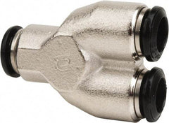 Value Collection - 10mm Outside Diam, Nickel Plated Brass Push-to-Connect Tube Union Y - 250 Max psi, Tube to Tube Connection, Buna O-Ring - Industrial Tool & Supply