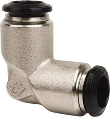 Value Collection - 4mm Outside Diam, Nickel Plated Brass Push-to-Connect Tube Union Elbow - 250 Max psi, Tube to Tube Connection, Buna O-Ring - Industrial Tool & Supply