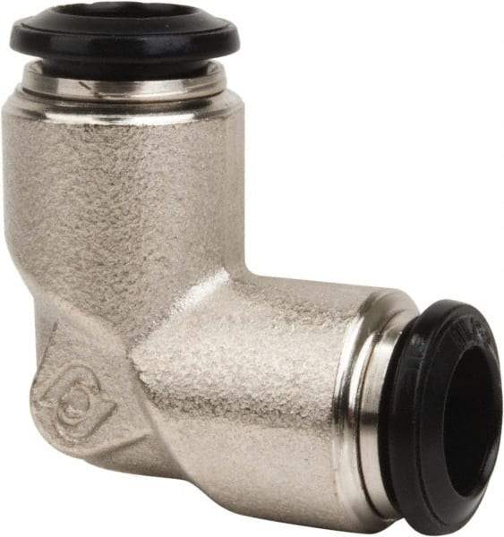 Value Collection - 12mm Outside Diam, Nickel Plated Brass Push-to-Connect Tube Union Elbow - 250 Max psi, Tube to Tube Connection, Buna O-Ring - Industrial Tool & Supply