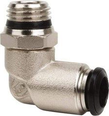 Value Collection - 5mm Outside Diam, M5 Metric, Nickel Plated Brass Push-to-Connect Tube Male Swivel Elbow - 250 Max psi, Tube to Metric Thread Connection, Buna O-Ring - Industrial Tool & Supply