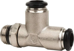 Value Collection - 8mm Outside Diam, 1/8 Universal, Nickel Plated Brass Push-to-Connect Tube Male Swivel Run Tee - 250 Max psi, Tube to Universal Thread Connection, Buna O-Ring - Industrial Tool & Supply