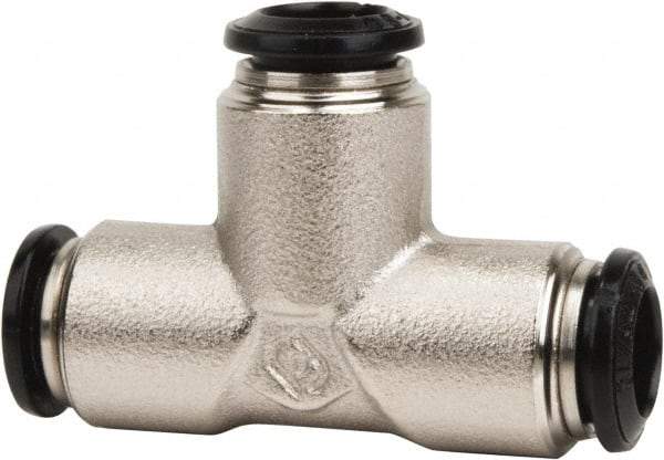 Value Collection - 10mm Outside Diam, Nickel Plated Brass Push-to-Connect Tube Union Tee - 250 Max psi, Tube to Tube Connection, Buna O-Ring - Industrial Tool & Supply